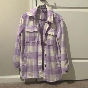 H&M purple and white shacket